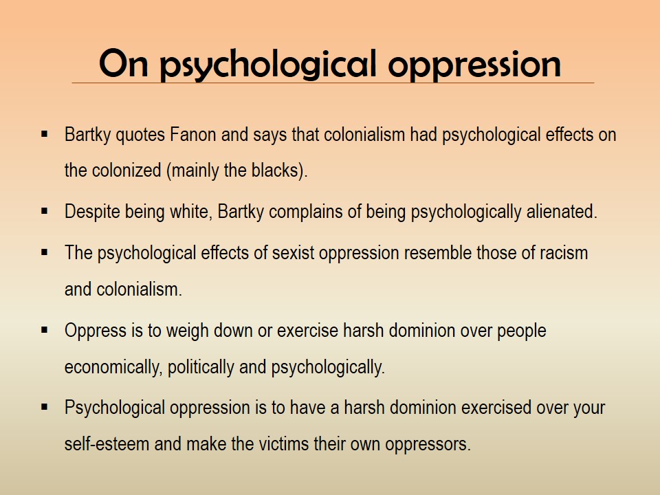 On psychological oppression
