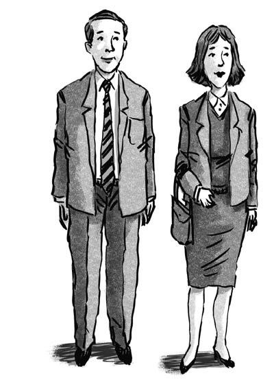 Appropriate formal attire for male and female employees