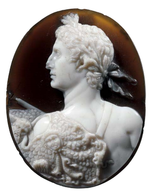 Sardonyx cameo portrait of the Emperor Augustus. CE 41–54. 