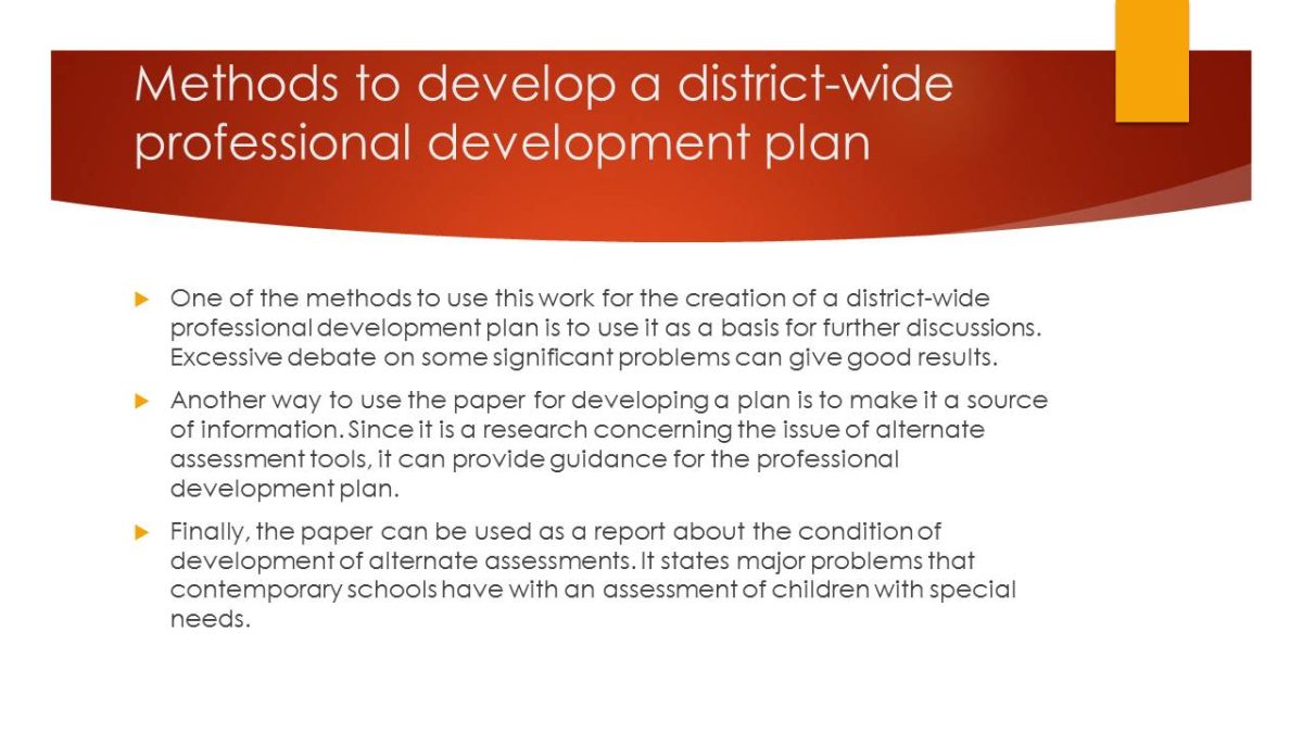 Methods to develop a district-wide professional development plan