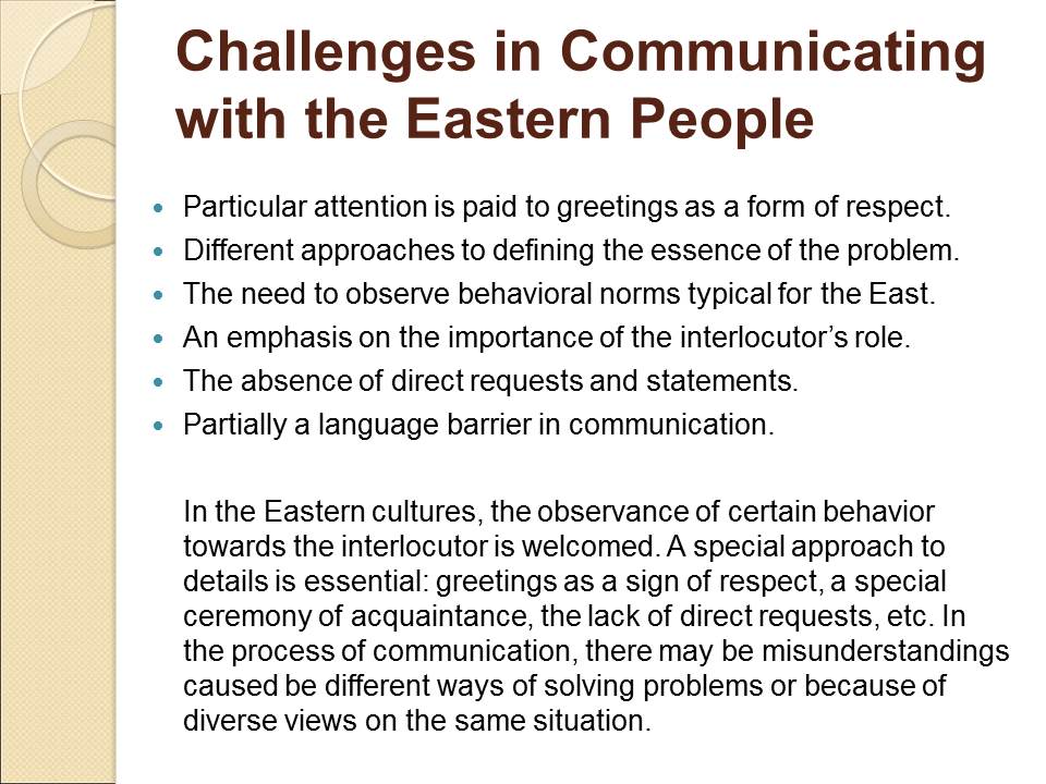 Challenges in Communicating with the Eastern People