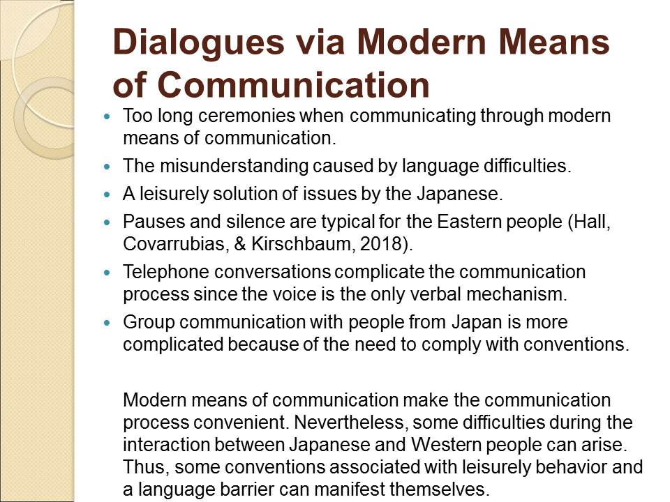 Dialogues via Modern Means of Communication