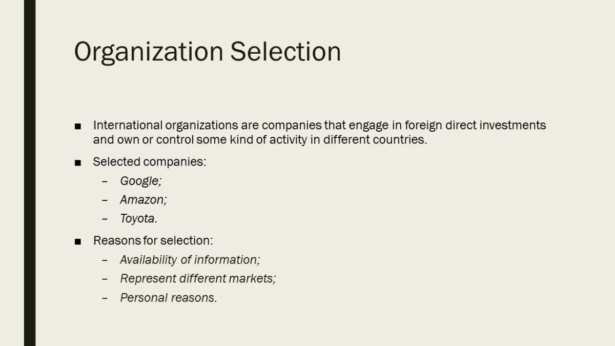Organization Selection