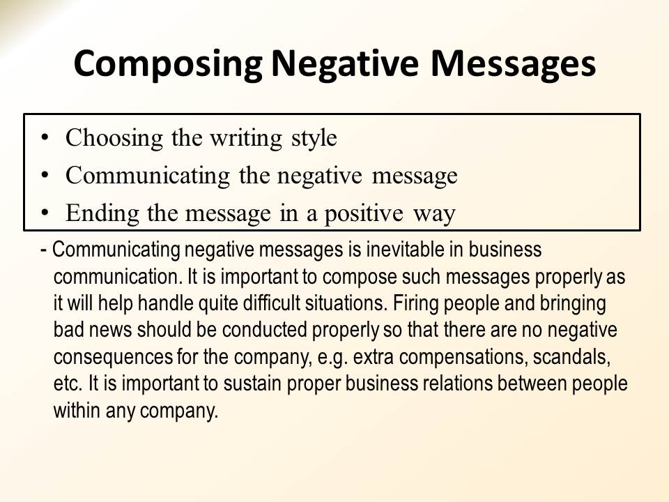 Composing Negative Messages