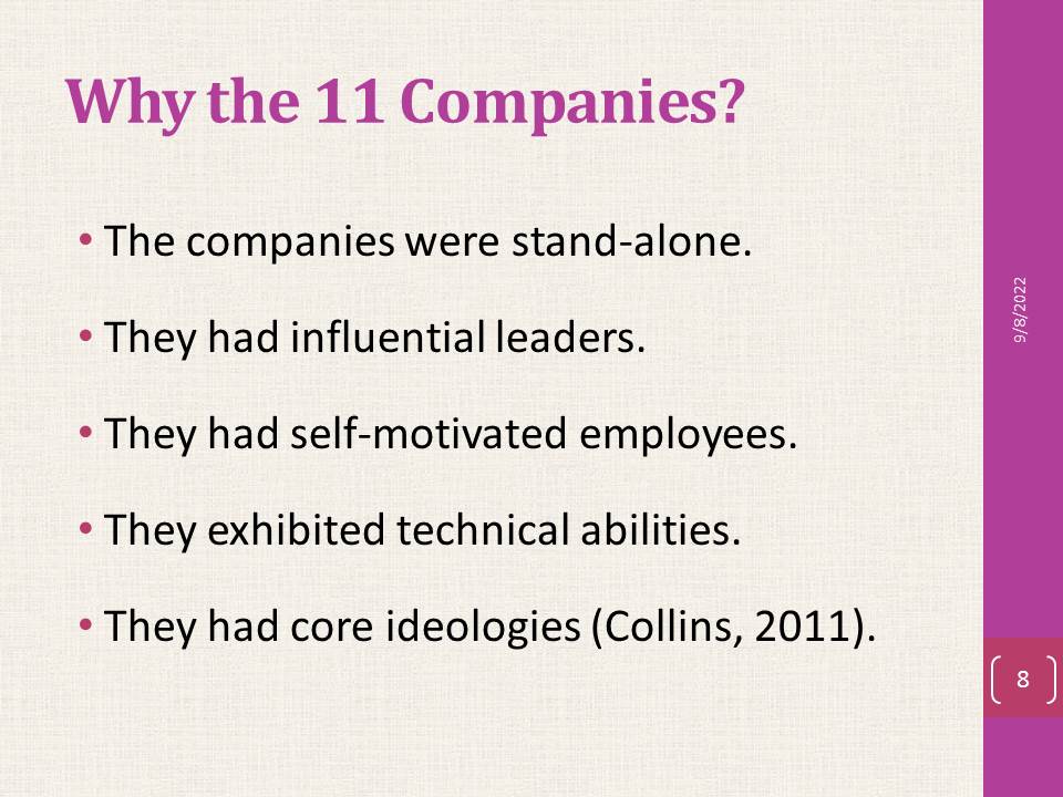 Why the 11 Companies?