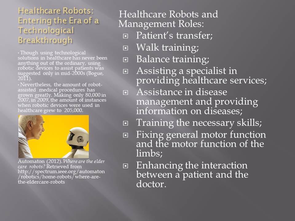 Healthcare Robots and Management Roles