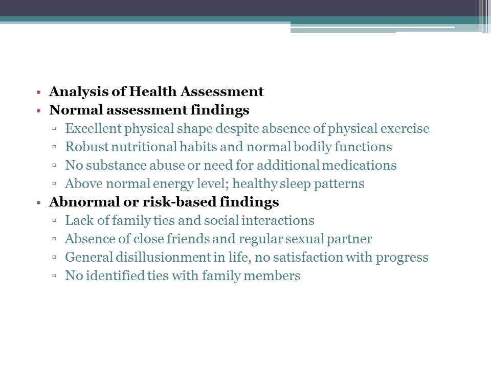 Analysis of Health Assessment