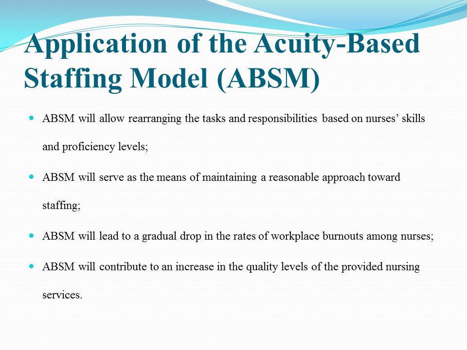 Application of the Acuity-Based Staffing Model (ABSM)