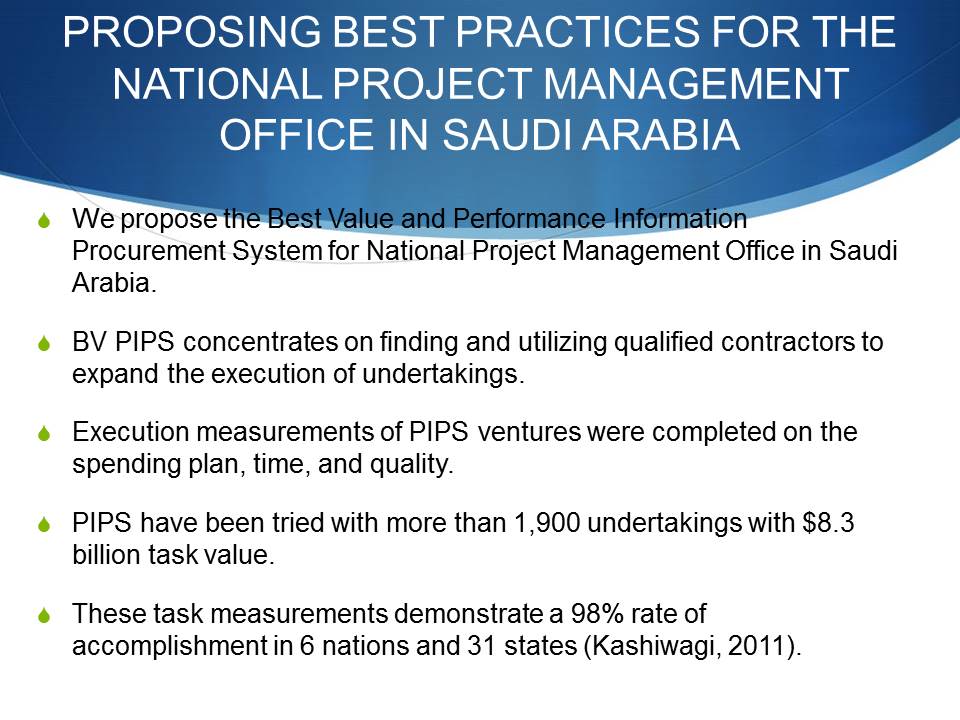 Proposing Best Practices for the National Project Management Office in Saudi Arabia