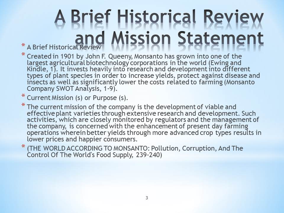 A Brief Historical Review and Mission Statement