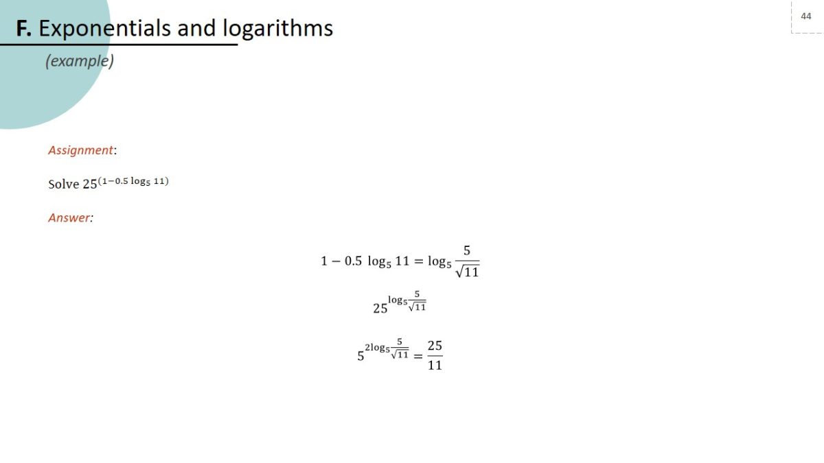 Exponentials and logarithms