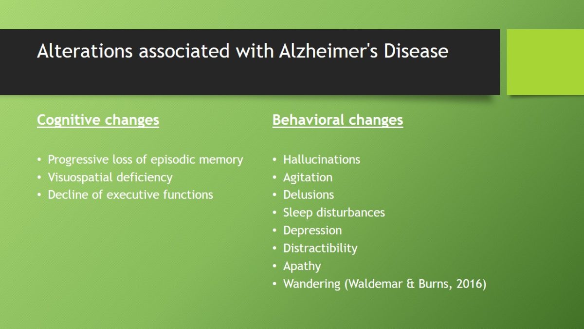 Alterations associated with Alzheimer's Disease