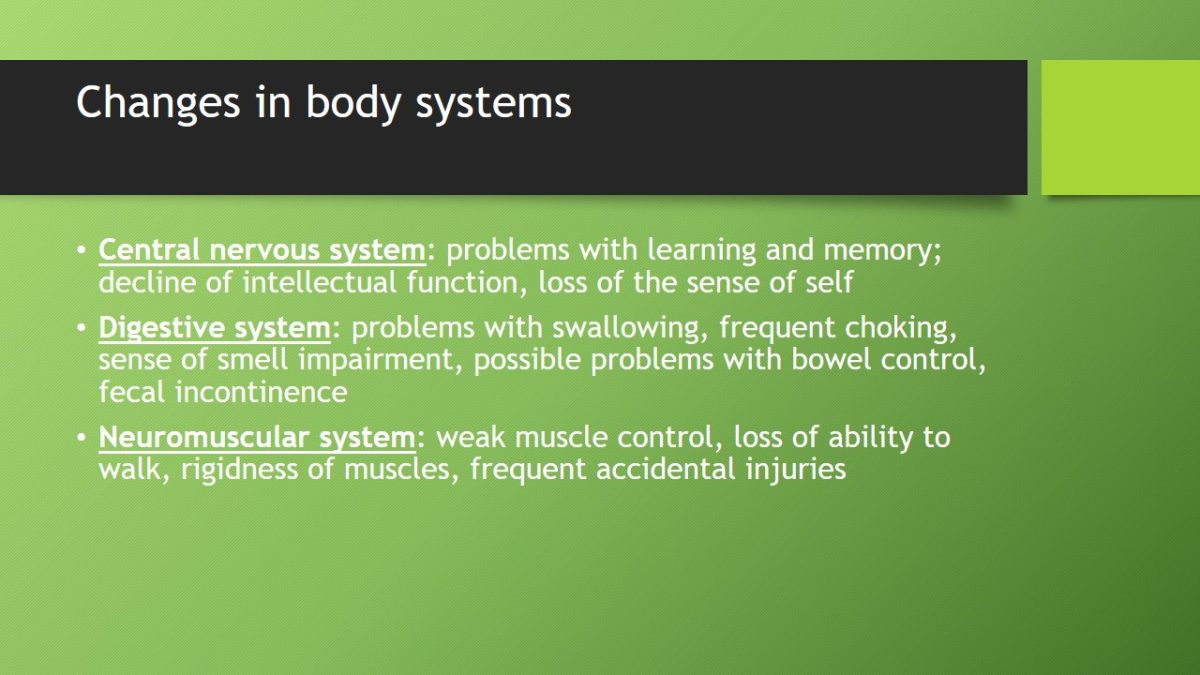 Changes in body systems