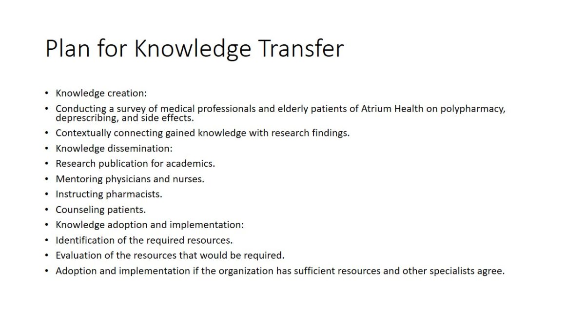 Plan for Knowledge Transfer
