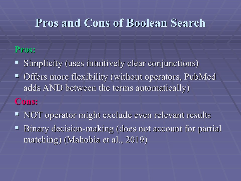Pros and Cons of Boolean Search