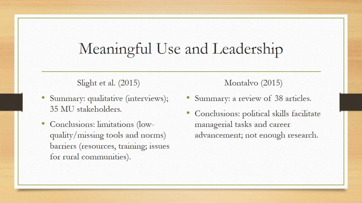Meaningful Use and Leadership