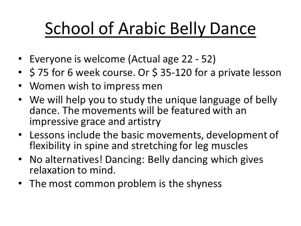 School of Arabic Belly Dance