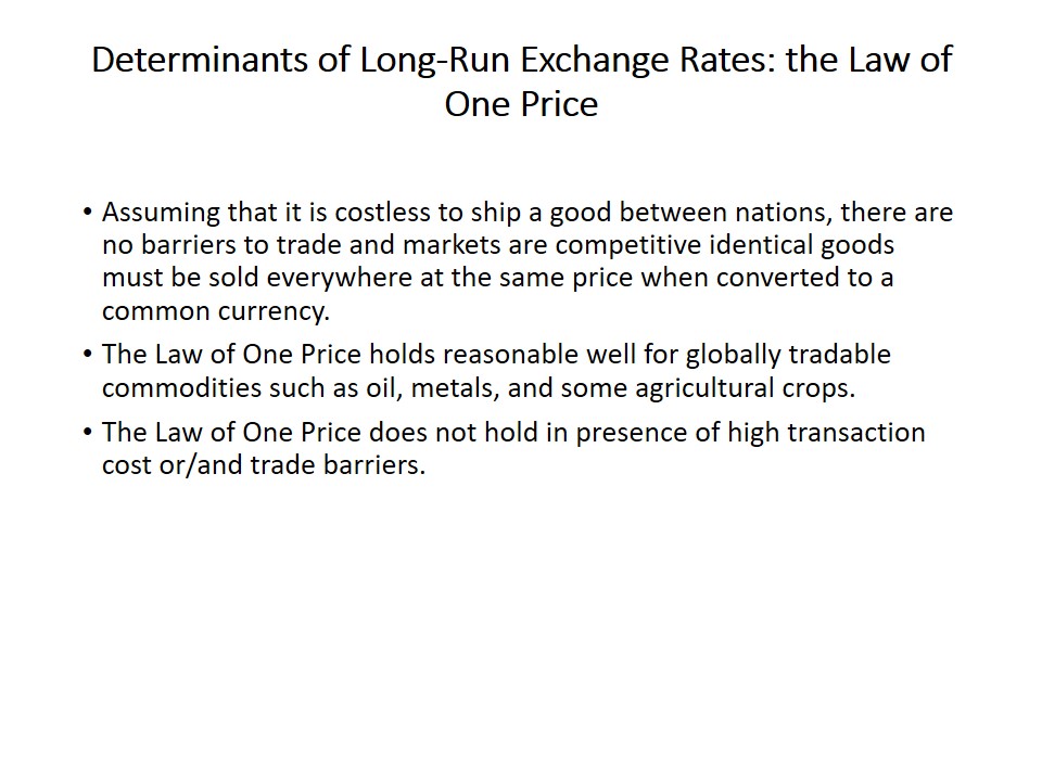 Determinants of Long-Run Exchange Rates: the Law of One Price