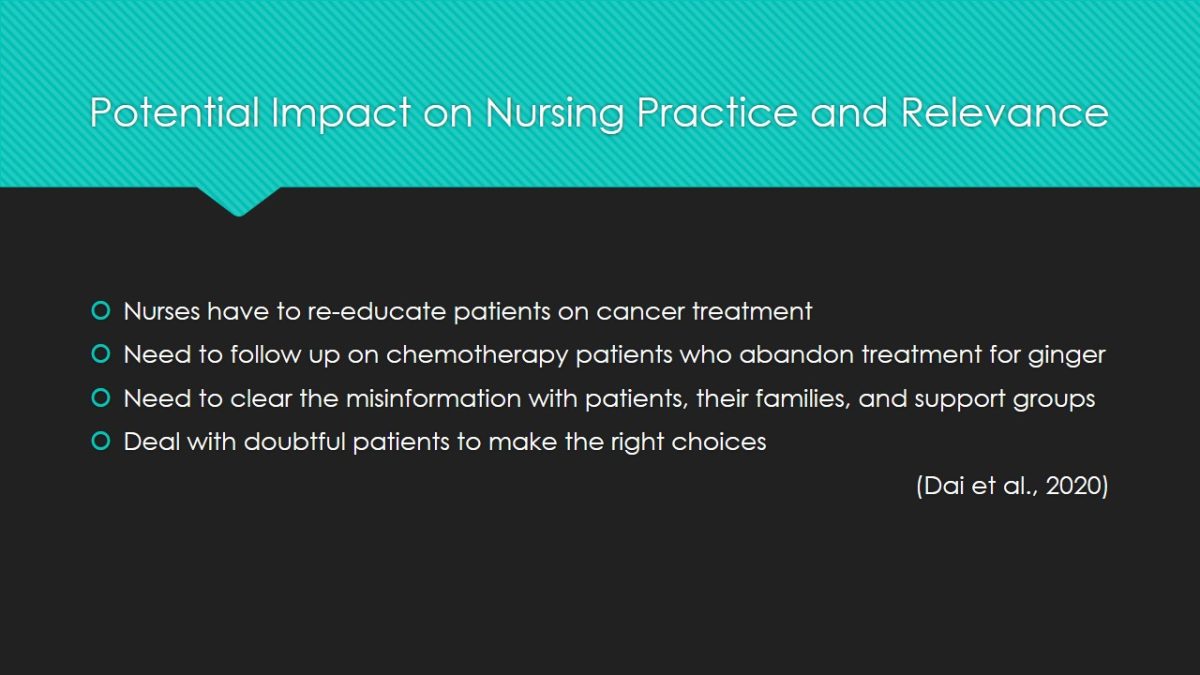 Potential Impact on Nursing Practice and Relevance