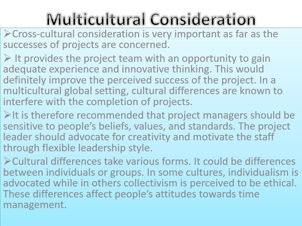 Multicultural Consideration
