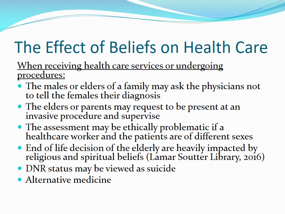 The Effect of Beliefs on Health Care