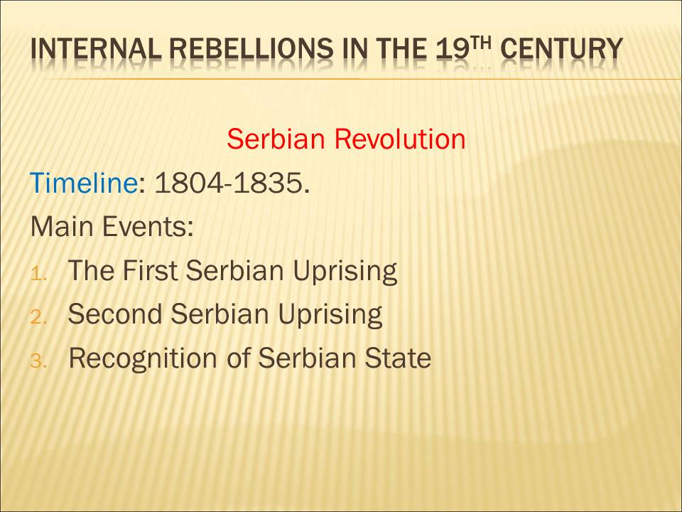 Internal rebellions in the 19th century