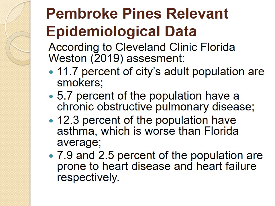 Pembroke Pines Relevant Epidemiological Data