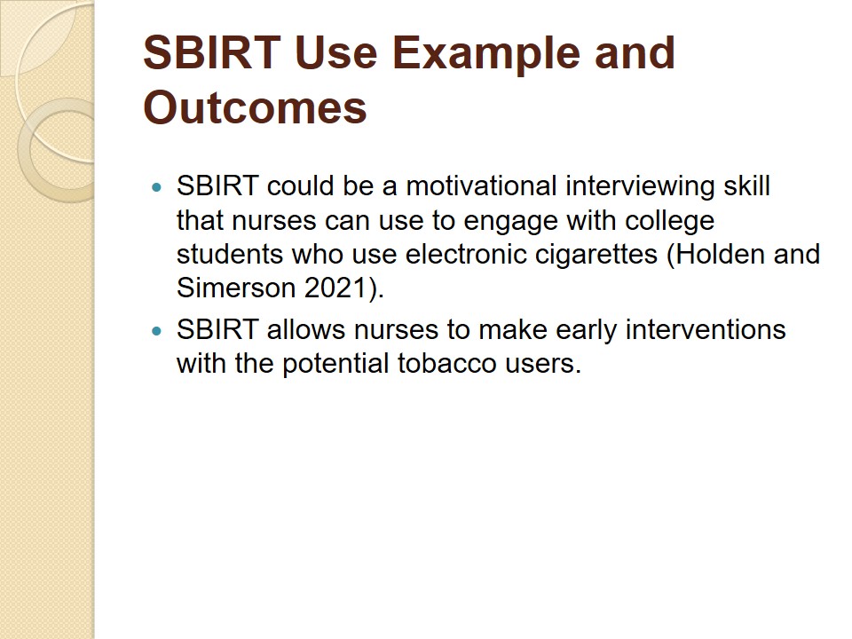 SBIRT Use Example and Outcomes