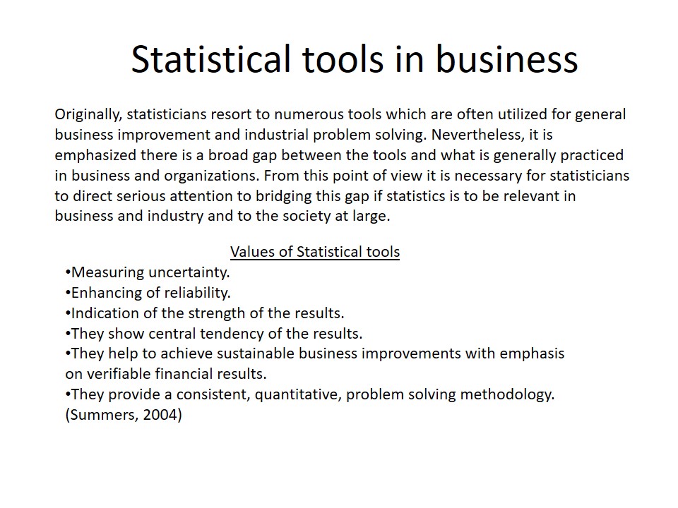 Statistical Tools in Business