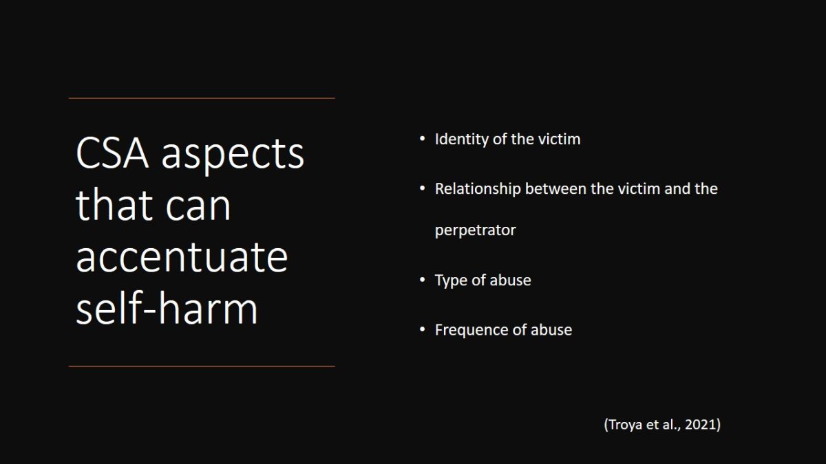 CSA aspects that can accentuate self-harm
