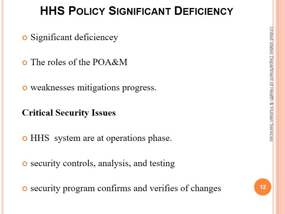 HHS Policy Significant Deficiency