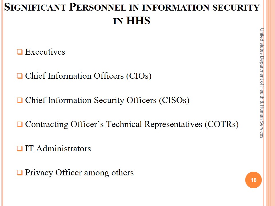 Significant Personnel in information security in HHS