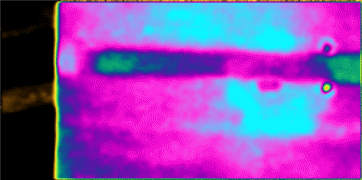 IR Thermogram (Connection of upper surface) b) IR Thermogram