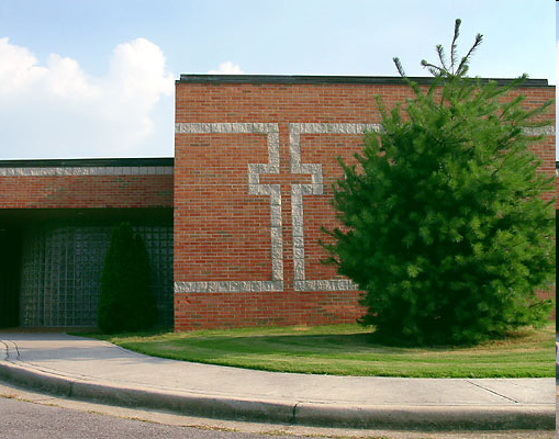 An example of the cross on a church wall