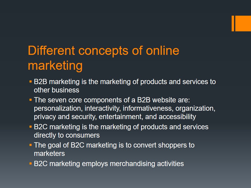 Different concepts of online marketing