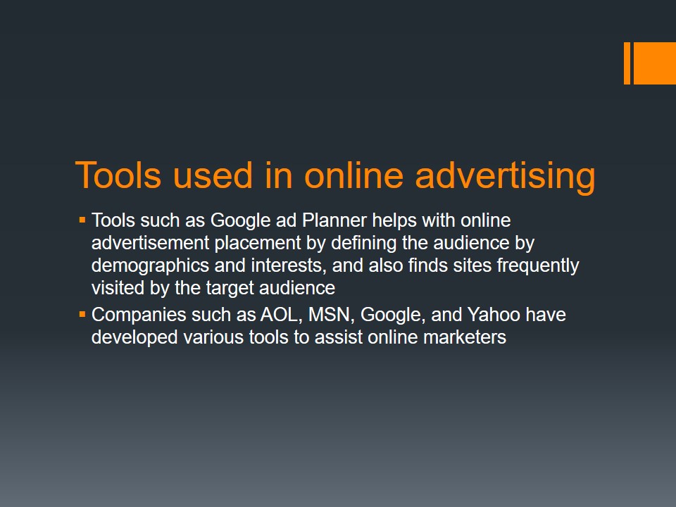 Tools used in online advertising