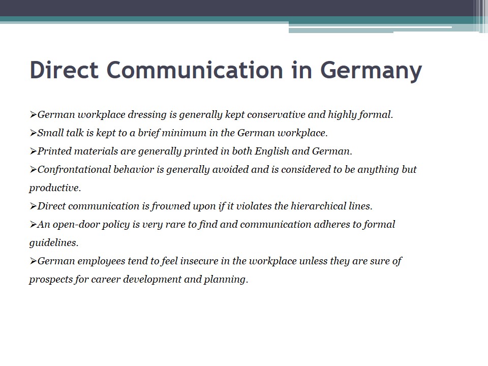 Direct Communication in Germany