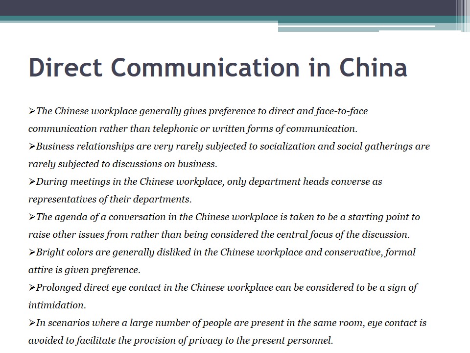 Direct Communication in China