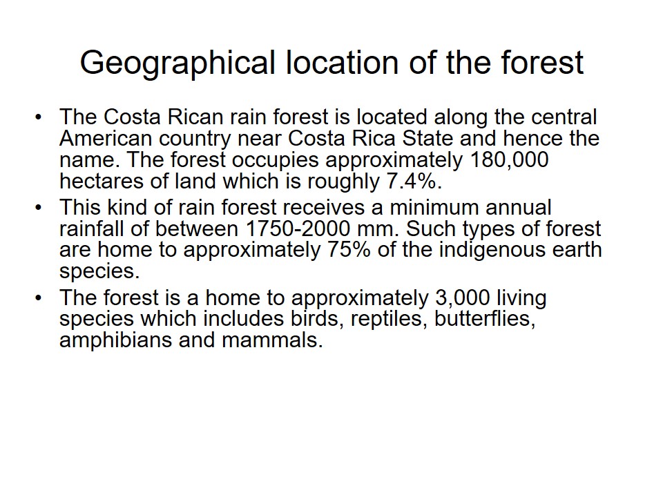 Geographical location of the forest