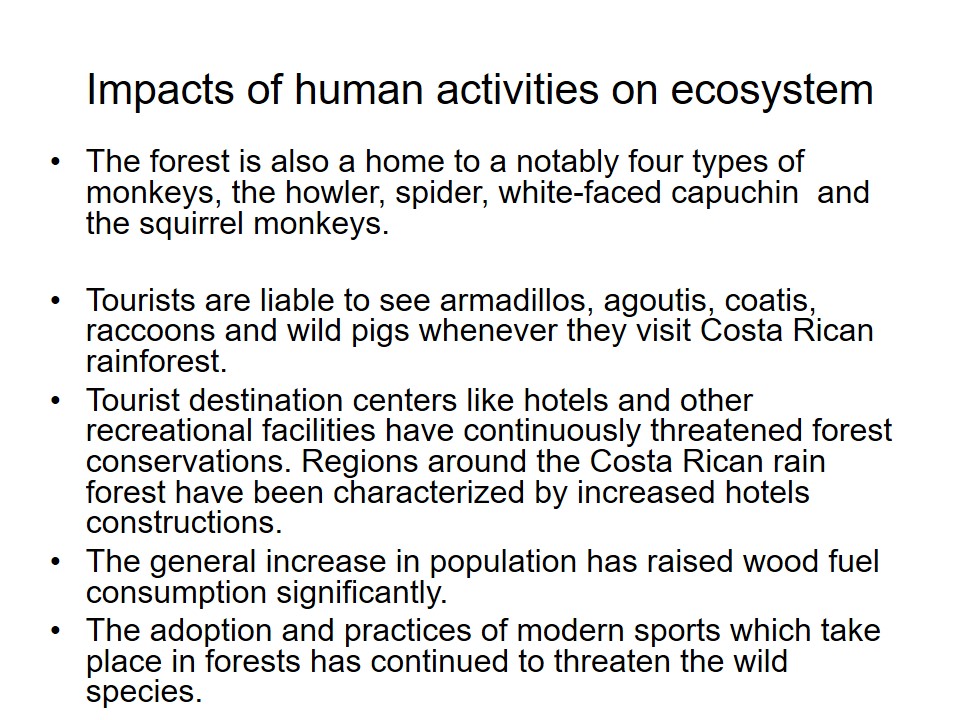 Impacts of human activities on ecosystem