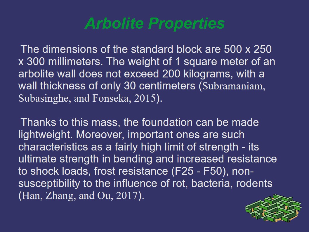 Arbolite Properties
