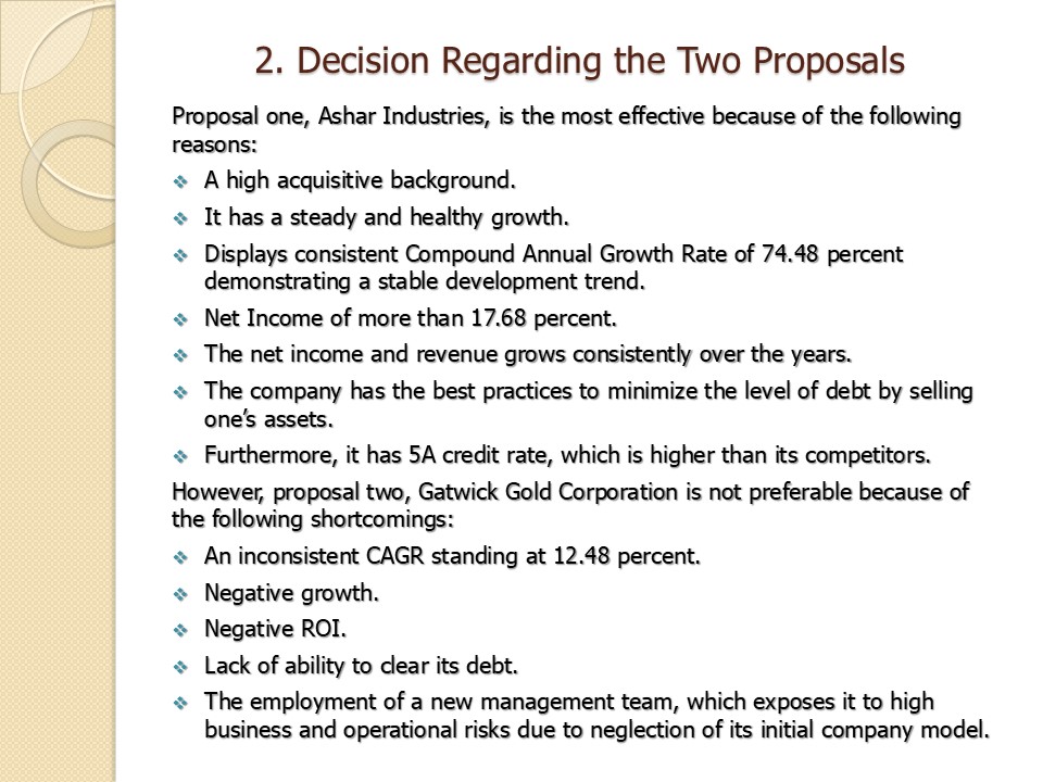 Decision Regarding the Two Proposals