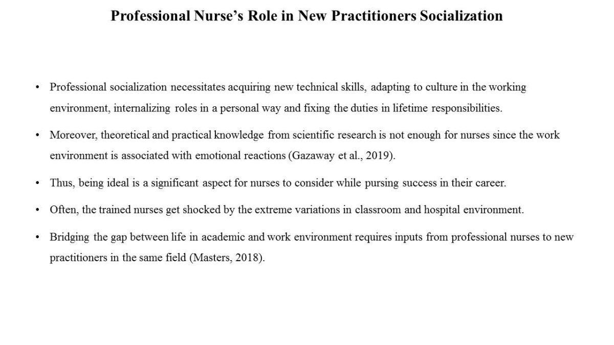 Professional Nurse’s Role in New Practitioners Socialization