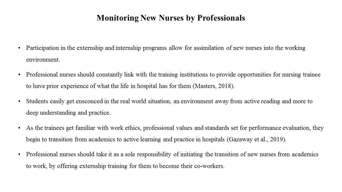 Monitoring New Nurses by Professionals