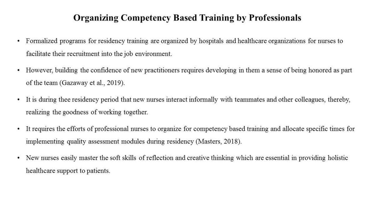 Organizing Competency Based Training by Professionals