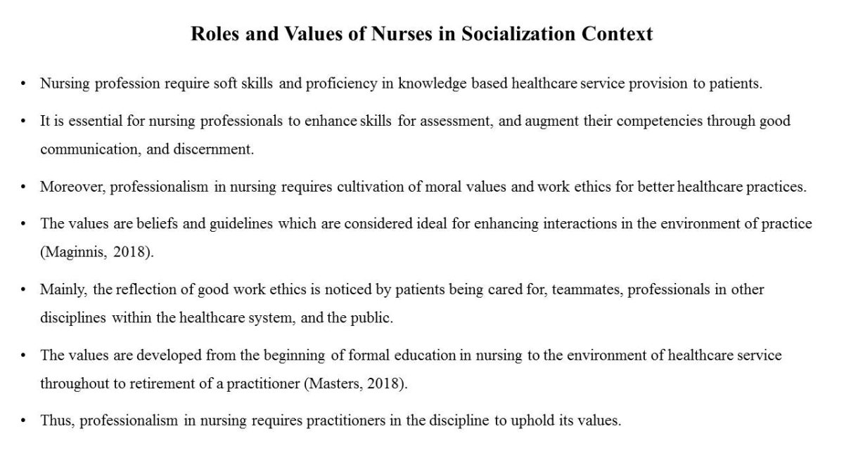 Roles and Values of Nurses in Socialization Context