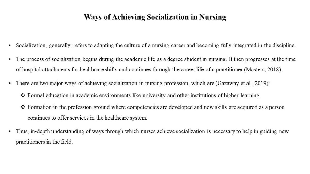 Ways of Achieving Socialization in Nursing