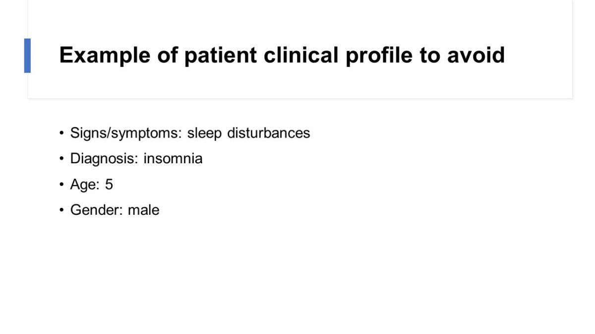Example of patient clinical profile to avoid