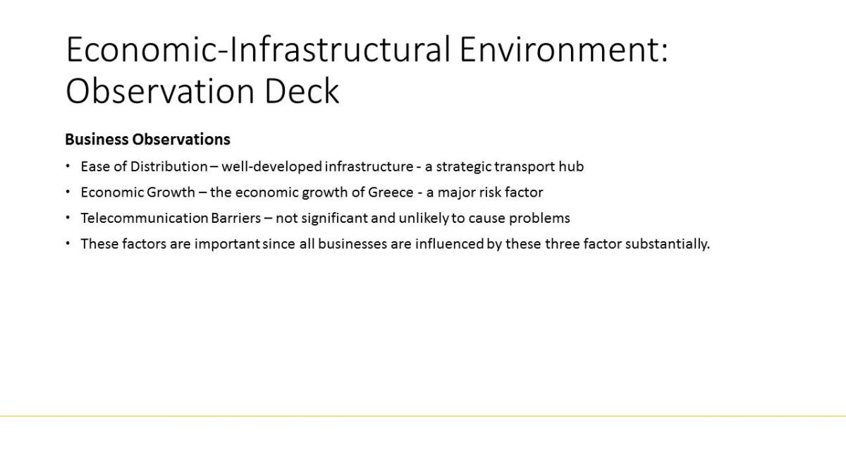 Economic-Infrastructural Environment: Observation Deck