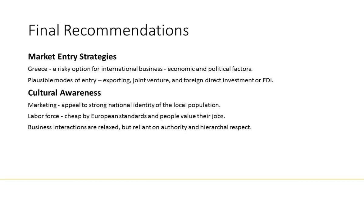Final Recommendations